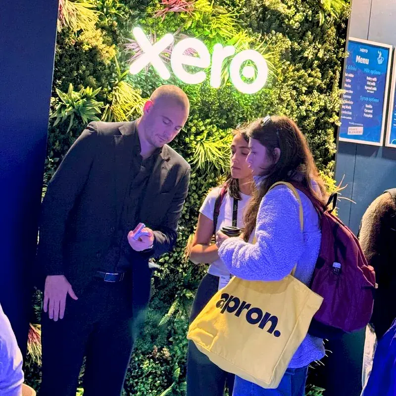 A visitor amazed by bespoke magic on the Xero stand