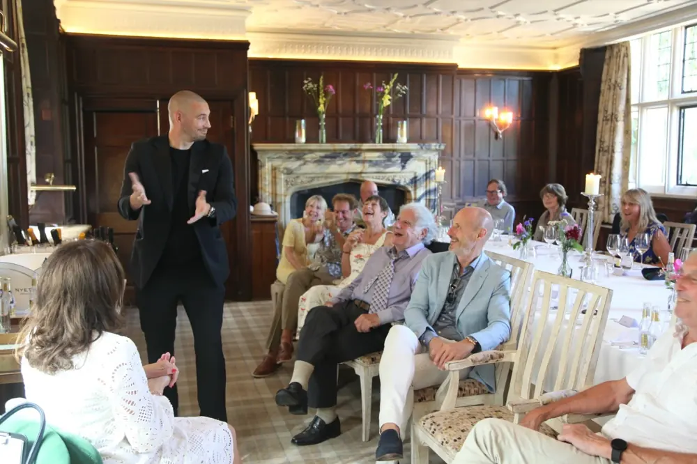 After dinner magician Matt Parro performing to seated guests
