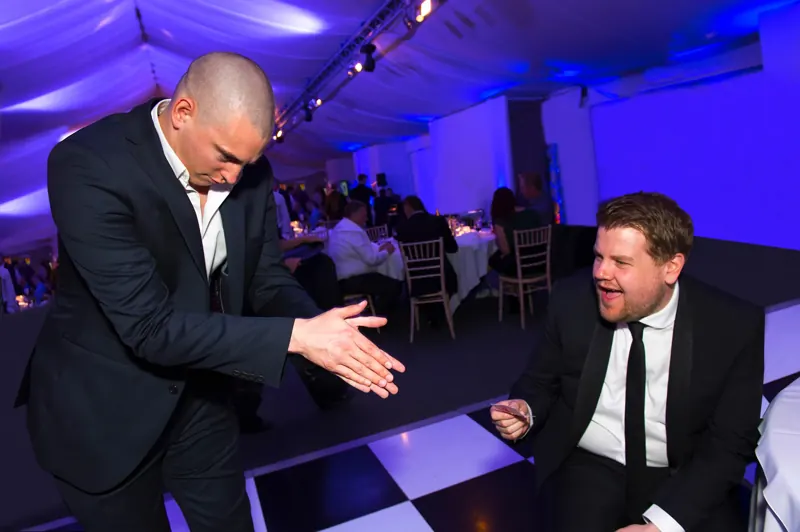 James Corden reacting to Matt Parro