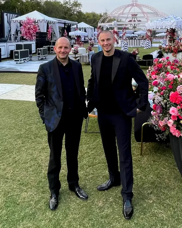 Matt Parro and a fellow magician at a destination wedding in India