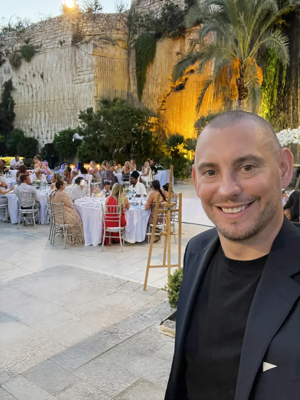 Matt Parro performing at a destination wedding in Malta